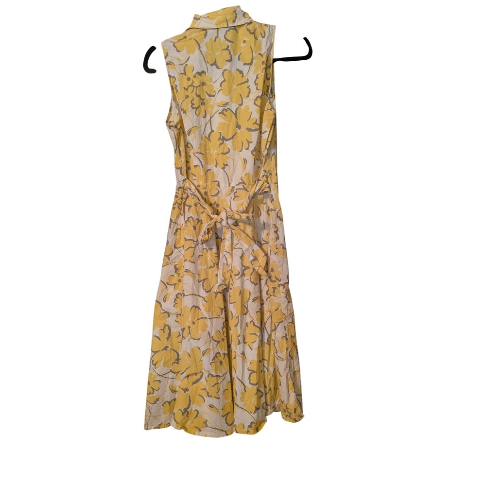 Karin Stevens Petites Yellow Floral Cotton Sleeveless Button Front Midi 10P - Picture 5 of 6